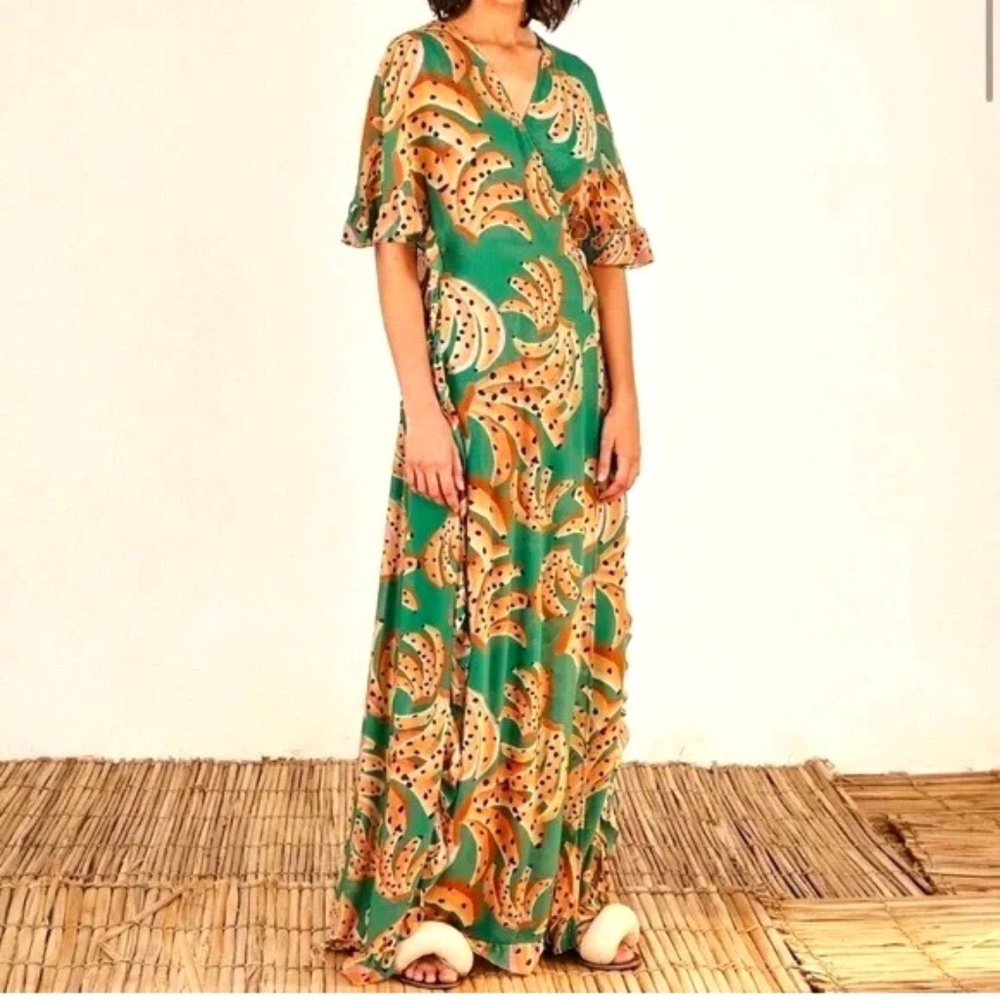 FARM RIO GREEN RAINING BANANAS MAXI WRAP - ONLY WORN ONCE!